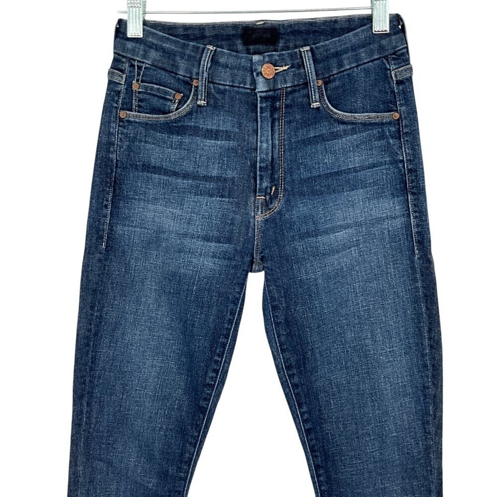 MOTHER The Looker Crop Jeans Switch It Up Blue Size 24 Skinny Leg High Waist - Picture 2 of 10